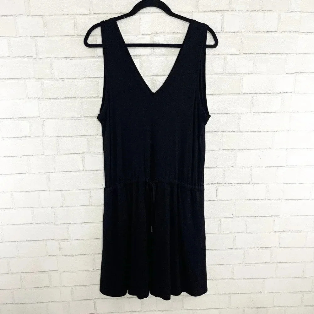 Sweaty Betty Black Sleeveless Drop Waist Casual Midi Dress Women's Size Medium
